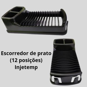 ESCORREDOR PRATO (12 POSICOES) **PRETO** 210327 INJETEMP