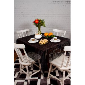 TOALHA MESA QUAD. *RENDA PRETA* (1,40MT) 460015 ROMANCE