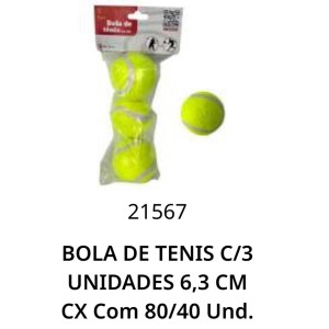 BOLA TENIS C/3PCS  (6,3CM) 235353 TIJUCAS