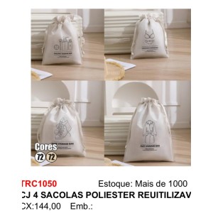 CJ 4 SACOLAS *POLIESTER* 910504 TOP RIO