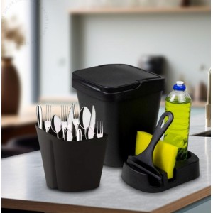 KIT COZINHA 4PCS (ELEGANCE PRETO) 553126 PLASMARC