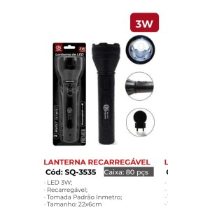 LANTERNA LED RECARREGAVEL (3W*22CM) 524823 SQ