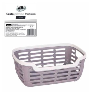 CESTA RETANG (CINZA C/ABA BRANCA 18CM) 105373 WELLMIX