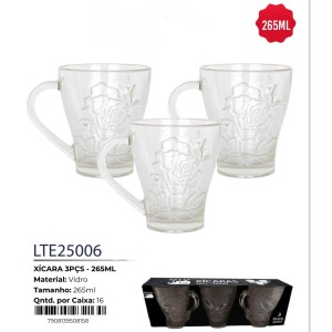 XICARA C/3 FLORAL (VIDRO 265ML) 508158 H-100