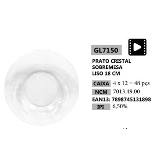 PRATO VIDRO SOBREMESA (LISO*18CM) 131898