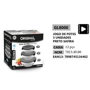 CJ C/3 BOWL VIDRO*PRETO (200*400*550ML) 134462 ORIGINAL