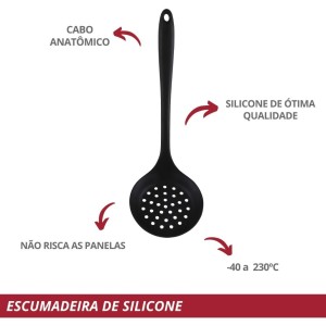 ESCUMADEIRA SILICONE 32CM (PRETA) 300579 CASA BONITA